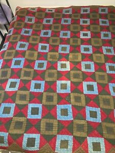 Gorgeous 19th Cen Amish Quilt Nice Colors And Stitching 76 X 76 