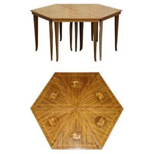 Lovely Circa 1950 S Vintage Italian Marquetry Inlaid Nest Of Six Triangle Tables