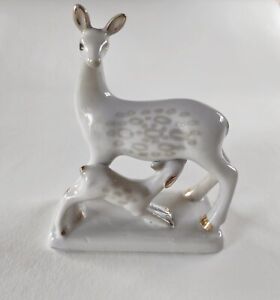 Vintage Deer Figurine Ukraine Porcelain Soviet Figurine 80s Animal Statuette H6 