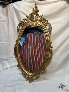 Vintage French Country Rococo Syroco Gold Wall Mantle Mirror 1965 Mcm Made Usa
