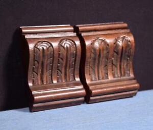 Pair Of 4 French Antique Corbels Pillars Brackets In Walnut Wood Salvage