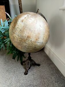 Philips New Physical Terrestrial Vintage Large World Globe On Cast Iron Base