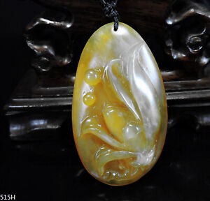 100 Natural Hand Carved Jade Pendant Jadeite Necklace Lotus Flower 515h