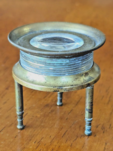 Victorian Loupe Tripod Magnifying Loop Glass Brass 19th Century Screw On Focus