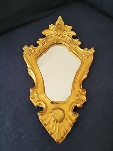 Vintage Gilded Gilt Wood Wall Hanging Mirror Baroque Florentine Italy 13 5 