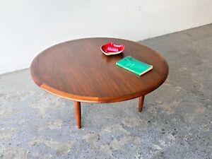 Round Walnut Mid Century Danish Modern Coffee Table Imported By Schwarz 