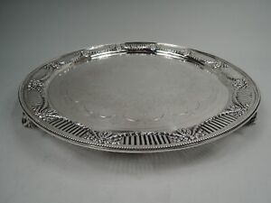 Victorian Salver Antique Regency Classical Tray English Sterling Silver 1880