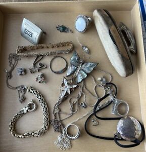 Scrap Sterling Silver Lot Including Pandora Brush Handle Jewelry Most Damaged