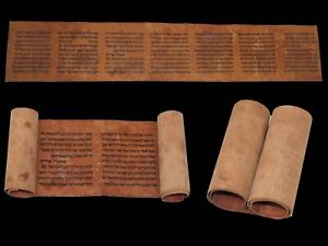 Ancient Bible Esther Scroll Manuscript Leaf Deer Parchment Israel 150 Years Old