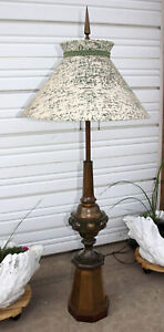 Antique Brass Widow S Walk Peak Finial Turret Easy Chair Floor Lamp W Whip Shade