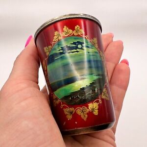 Vintage Ussr Shot Cup Gilt Sterling Silver 875 Colored Enamel Landscape 53 8 Gr