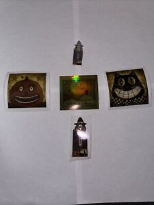 David Harden Folk Art Halloween Stickers And Pins Pumpkin Witches Cat Fall Scene