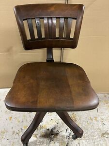 Vtg Johnson Chair C 1920 30 S Swivel Tilt Rolling Banker S Office Desk Chair
