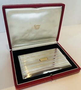 Vintage Cartier Sterling Silver 14k Gold Cigarette Case Columbia Pictures