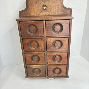 Antique 8 Drawer Spice Cabinet Cupboard Chest Apothecary Primitive Spice Box