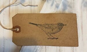 25 Large Spring Bird Coffee Stained Primitive Hang Gift Tags Christmas