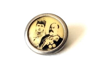 Antique Lithograph Glove Button King Edward Queen Alexandra Rare Historical