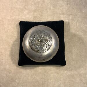Vintage Hand Made Tooled Sterling Silver Covered Trinket Pill Box 51 5g S