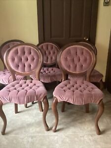 Five Victorian Ballon Back Walnut Chairs With Queen Anne Legs