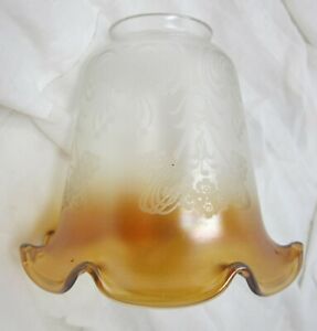 Amber Frill Edge Glass Light Lamp Shade Iridescent 2 Fitter Antique Vintage