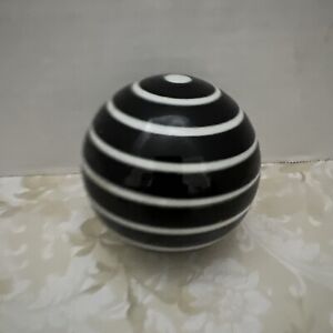 Litton Lane Ceramic Glossy Orbs Vase Filler Ball Black And White Stripe 3 25