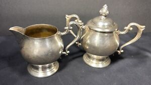 Vintage Wm A Rogers Silver Plated Cream And Sugar Bowl With Lid