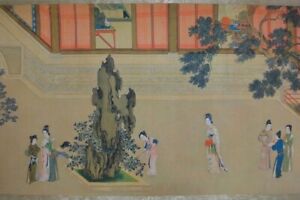 Very Long Chinese Scroll Hand Painting Imperial Palace Marked Qiuying 900cm