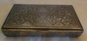 Old Vintage Persian 84 Silver Hand Chased Box Medium Size 286 Grams