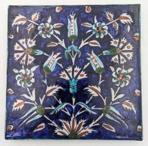 Palestine Iznik Style Pottery Tile 1920 S A F