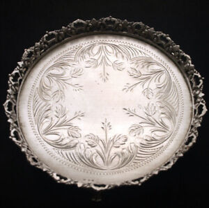 Vintage 800 Silver Footed Salver Serving Tray Chased Design