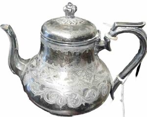 1 Vintage Antique Tea Pot Silver Plated Made In England Unique Handle And Lid 