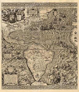 1562 America New World Map Exploration Art Print 24x28