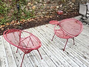 Red Radar Chairs By Maurizio Tempestini For Salterini 1950s Side Table Variation