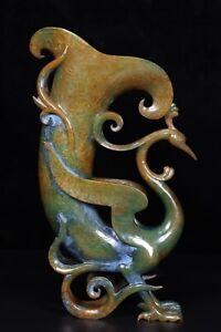 9 3 Old Dynasty Natural Hetian Jade Phoenix Bird Beast Cup Statue