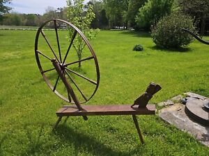 Antique Large Spinning Wheel Wooden 45 Wheel Solid Heavy 