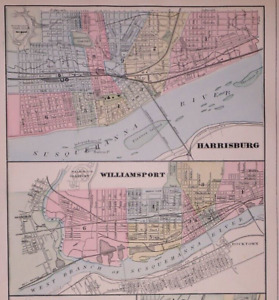 1887 Map The Cities Of Scranton Erie Harrisburg Williamsport 12x15 015