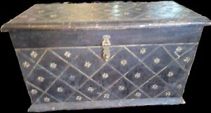 Antique Trunk With Brass Inlays