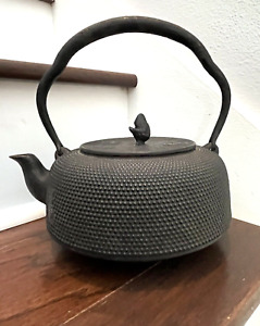 Antique C 1910 Signed Arare Japanese Tetsubin Iron Tea Kettle Pot Teapot
