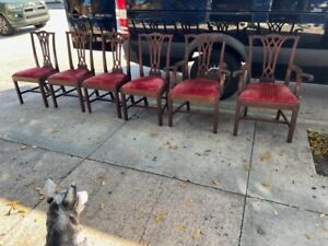 Set Of 6 Antique Mahogany English Dining Chairs