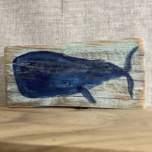 Whale Rustic Folk Art Primitive Painting Reclaimed Wood Ahfolkart Ooak
