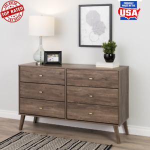 Wooden 6 Drawer Dresser Lamps Electronics Storage Bedroom Entryway Closets New