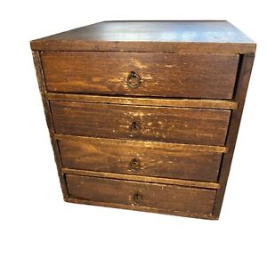 Antique Wood Apothecary Specimen Cabinet Jewelry Box Chest Storage