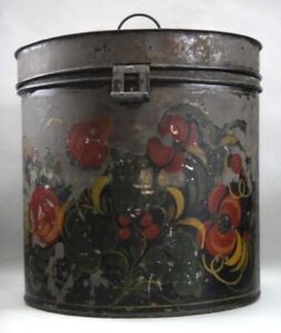 1800 Antique Original Tole Paint Tin 9 Cannister Folk Art Pa Dutch Lancaster