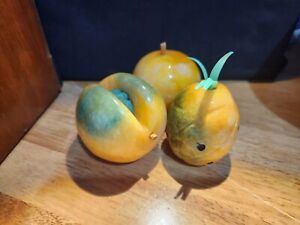 Vintage Alabaster Marble Fruit Pineapple Peach N Nectarine 