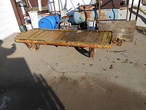Large Railroad Cart Vintage Warehouse Cast Iron Huge Casters Industrial Table