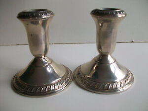 Pair Of Weighted Sterling Candlestick Holders 3 3 4 Tall