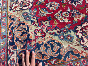 9x12 Antique Oriental Rug Red Big Traditional Handmade Vintage Hand Knotted 9x13