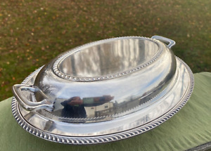 Vintage Oval Covered Vegetable Dish Epns Poole Silver Co Taunton Mass 1021