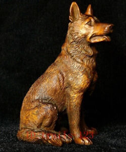 China Boxwood Hand Carved Animal Wolf Dog Figurine Statue Netsuke Collection