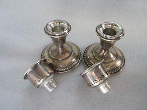 Pair Of Original Vintage Hamilton Sterling Silver Weighted Base Candle Holders